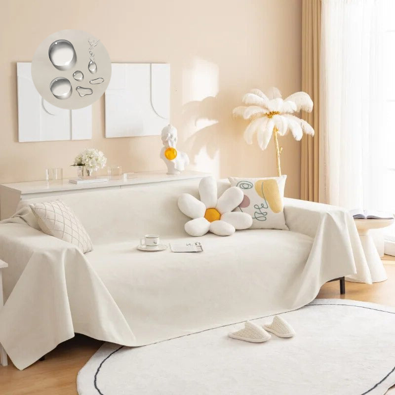 Earnmore Housse De Canapé Extensible Imperméable 4 Places Beige - Résistante Aux Griffures Avec Bâtonnets Antidérapants