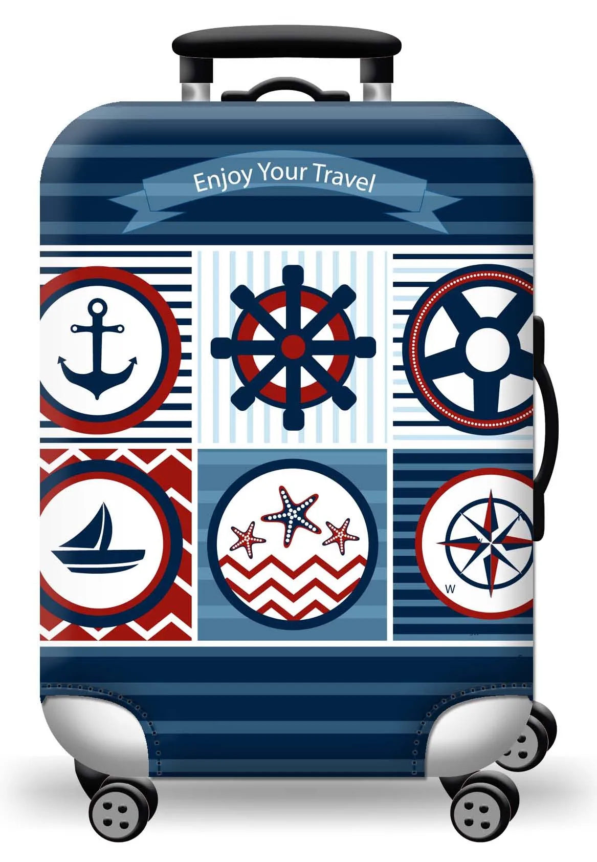 Housse de protection pour valise à roulette cabine ou XL motif marine