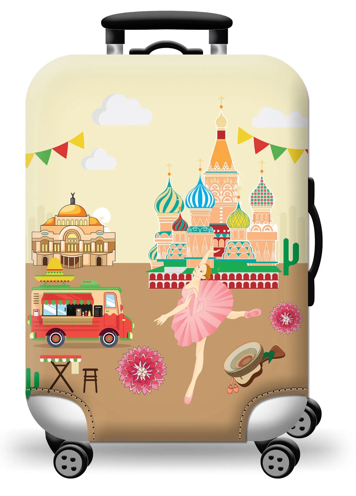 Housse de protection pour valise à roulette cabine ou XL motif inde