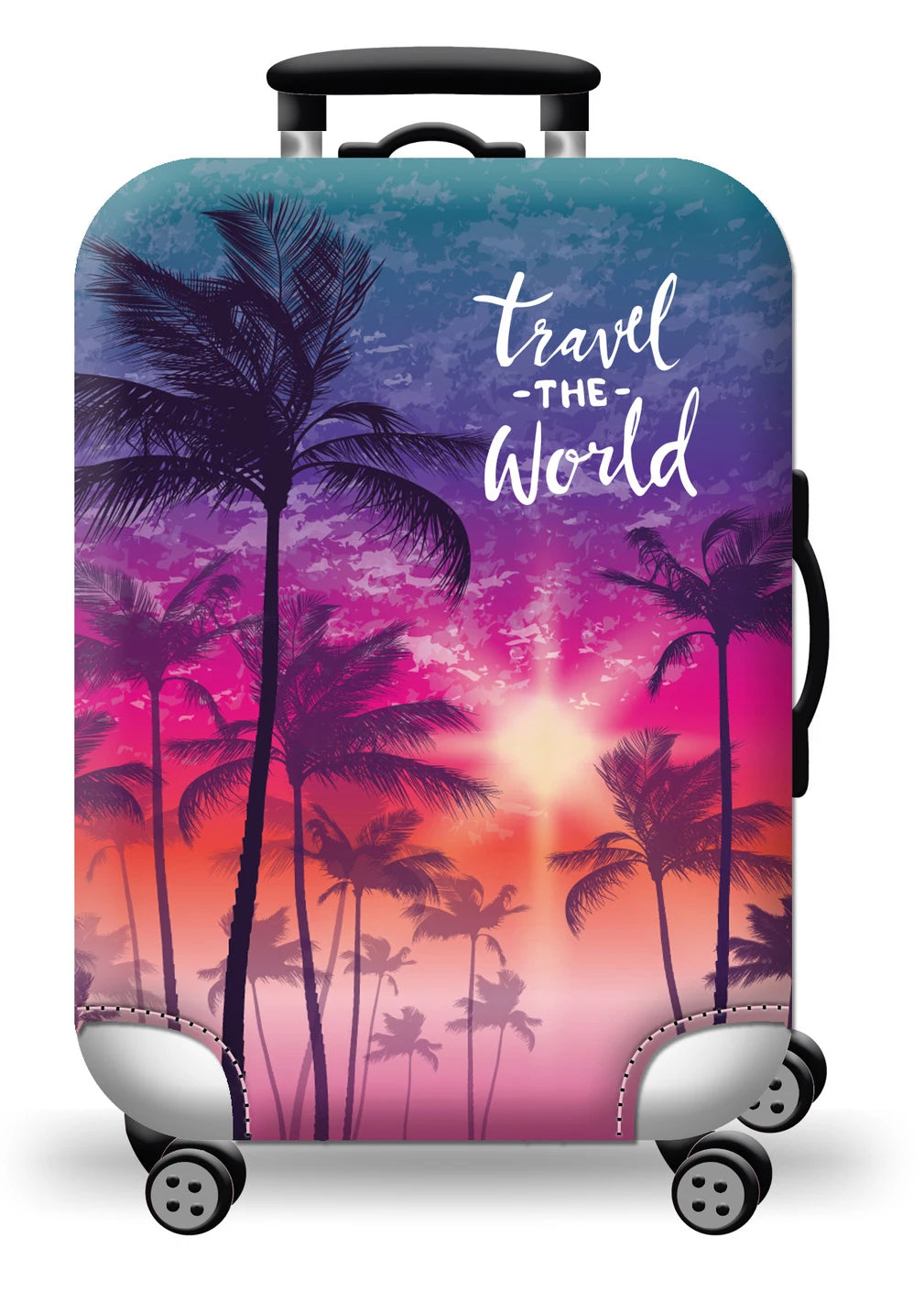 Housse de protection pour valise à roulette cabine ou XL motif world