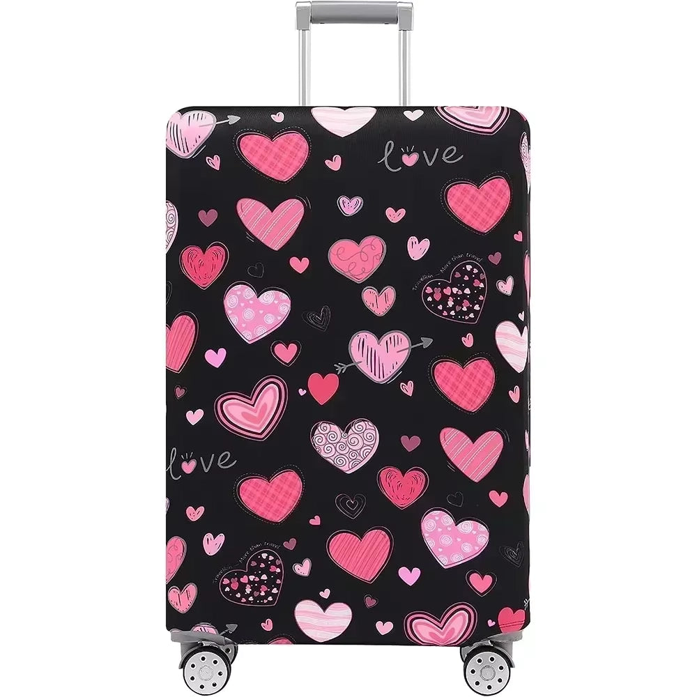 Housse de protection pour valise à roulette cabine ou XL motif coeur