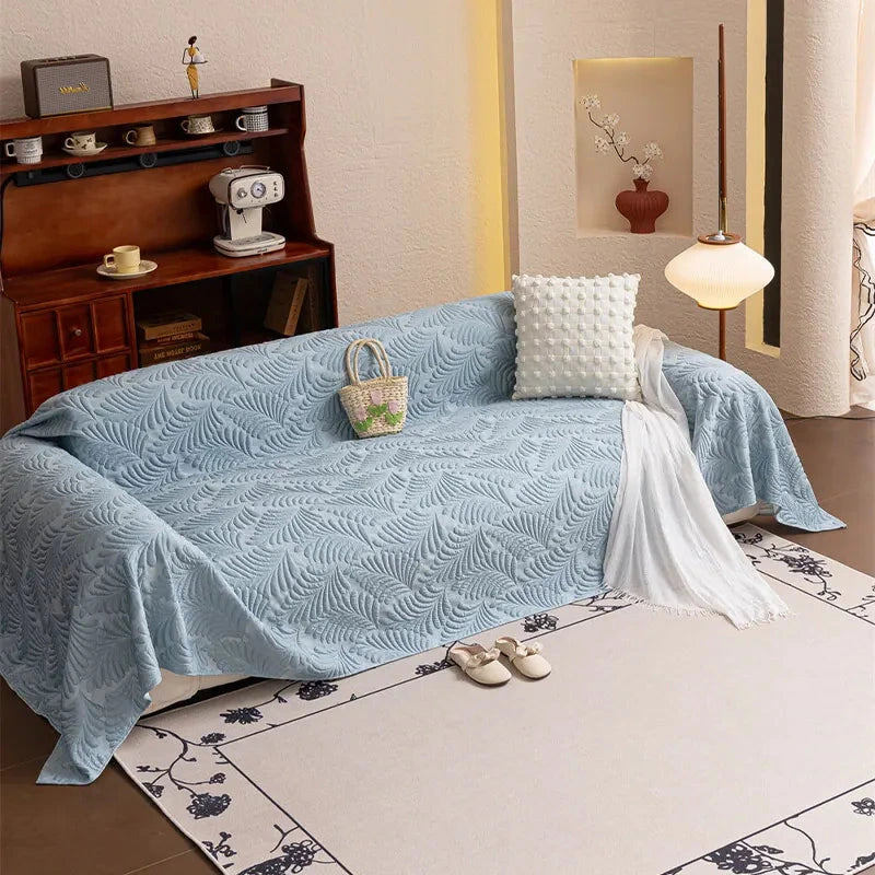 Plaid Jeté de canapé grande taille XXL anti griffures texture feuille d'hibiscus