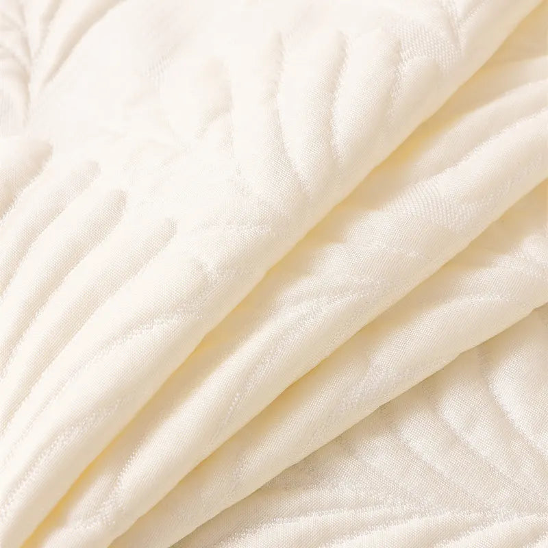 Plaid Jeté de canapé grande taille XXL anti griffures texture feuille d'hibiscus beige