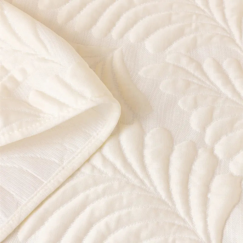 Plaid Jeté de canapé grande taille XXL anti griffures texture feuille d'hibiscus beige