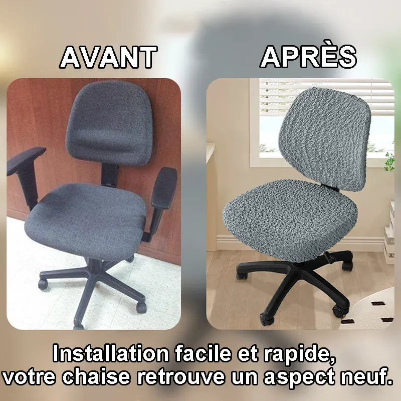 avant après housse de chaise de bureau