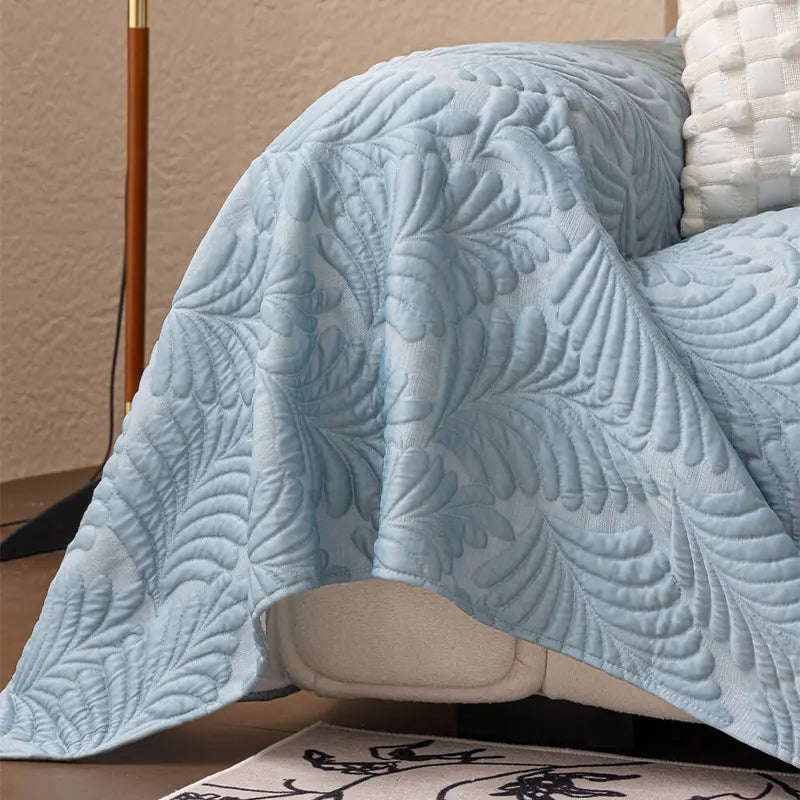 Plaid Jeté de canapé grande taille XXL anti griffures texture feuille d'hibiscus