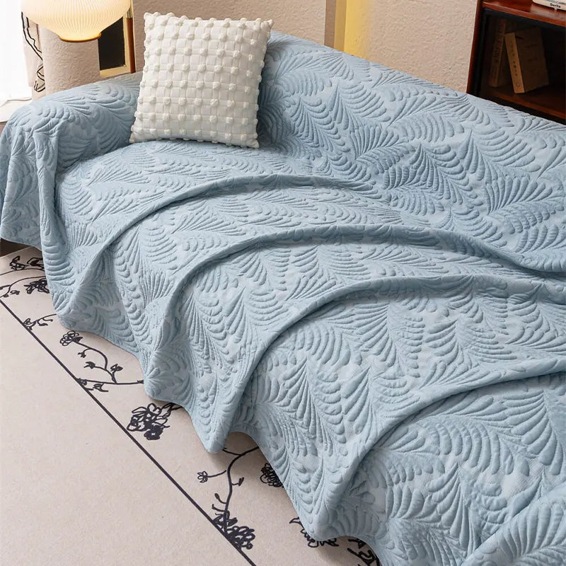 Plaid Jeté de canapé grande taille XXL anti griffures texture feuille d'hibiscus