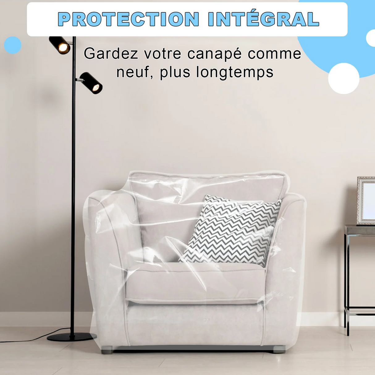 Housse protection fauteuil plastique transparent 100% imperméable