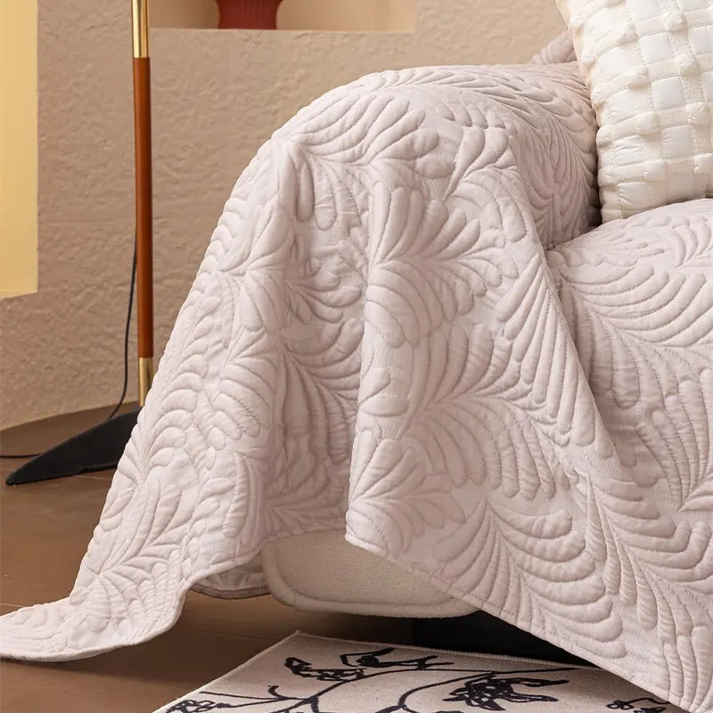 Plaid Jeté de canapé grande taille XXL anti griffures texture feuille d'hibiscus