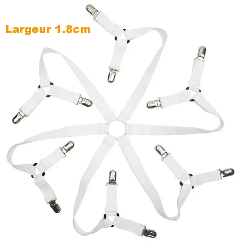 Attaches élastiques pour housses de canapé anti glisse blanc 12 clips