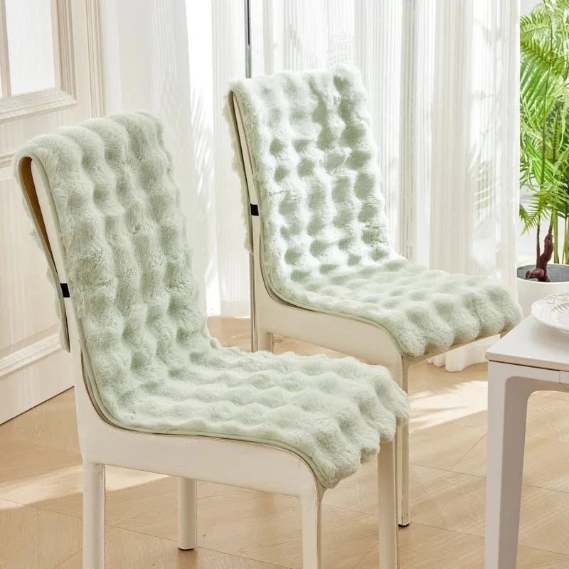 Couvre-chaise moelleux antidérapant en polaire douce vert tendre