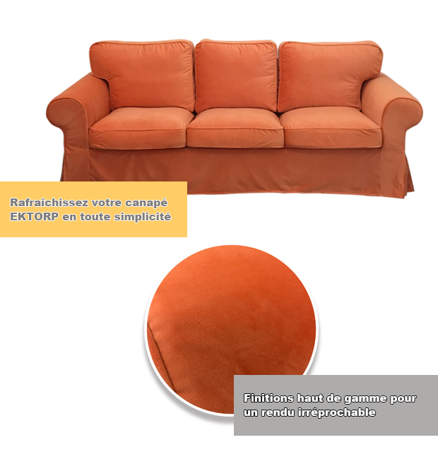 Housse canapé IKEA EKTORP luxe haut de gamme orange tissu