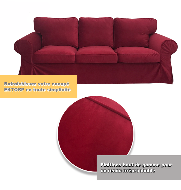 Housse canapé IKEA EKTORP luxe haut de gamme rouge tissu