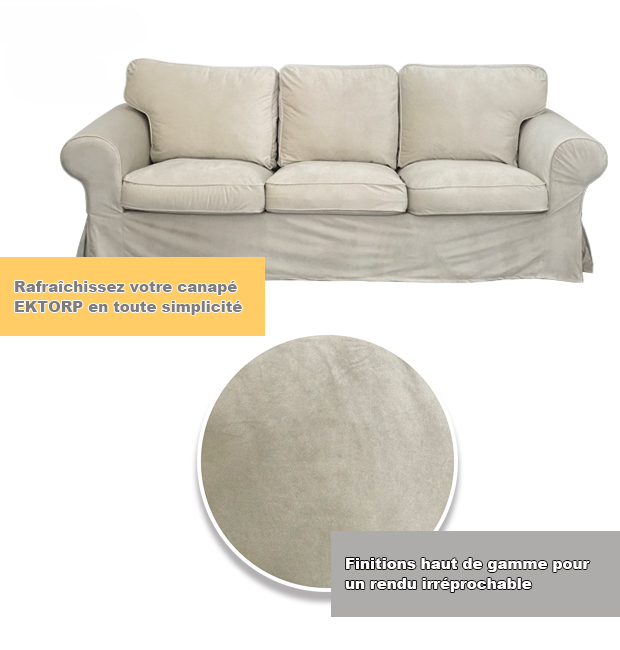 Housse canapé IKEA EKTORP luxe haut de gamme velours Ivoire