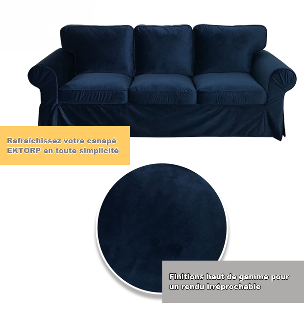 Housse canapé IKEA EKTORP luxe haut de gamme velours bleue marine tissu