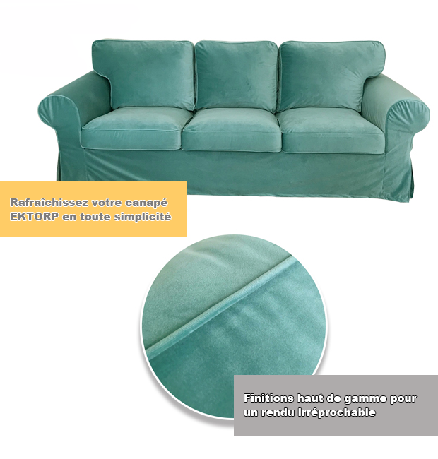 Housse canapé IKEA EKTORP luxe haut de gamme velours emeraude tissu