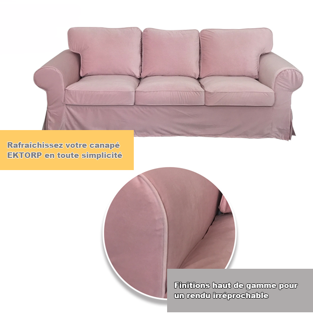Housse canapé IKEA EKTORP luxe haut de gamme velours rose tissu