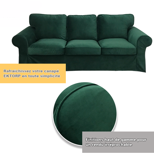 Housse canapé IKEA EKTORP luxe haut de gamme velours vert tissu
