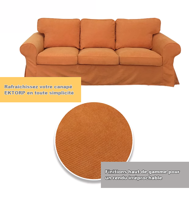 Housse canapé IKEA EKTORP luxe velours strié renforcé orangé tissu