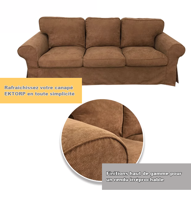 Housse canapé IKEA EKTORP velours strié renforcé café tissu