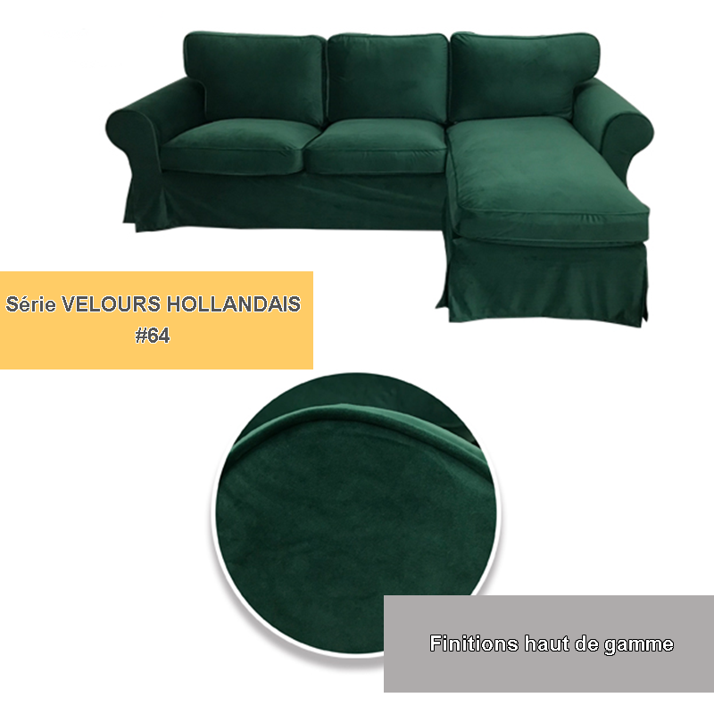 Housse canapé d'angle IKEA EKTORP 2 places + méridienne - Velours hollandais