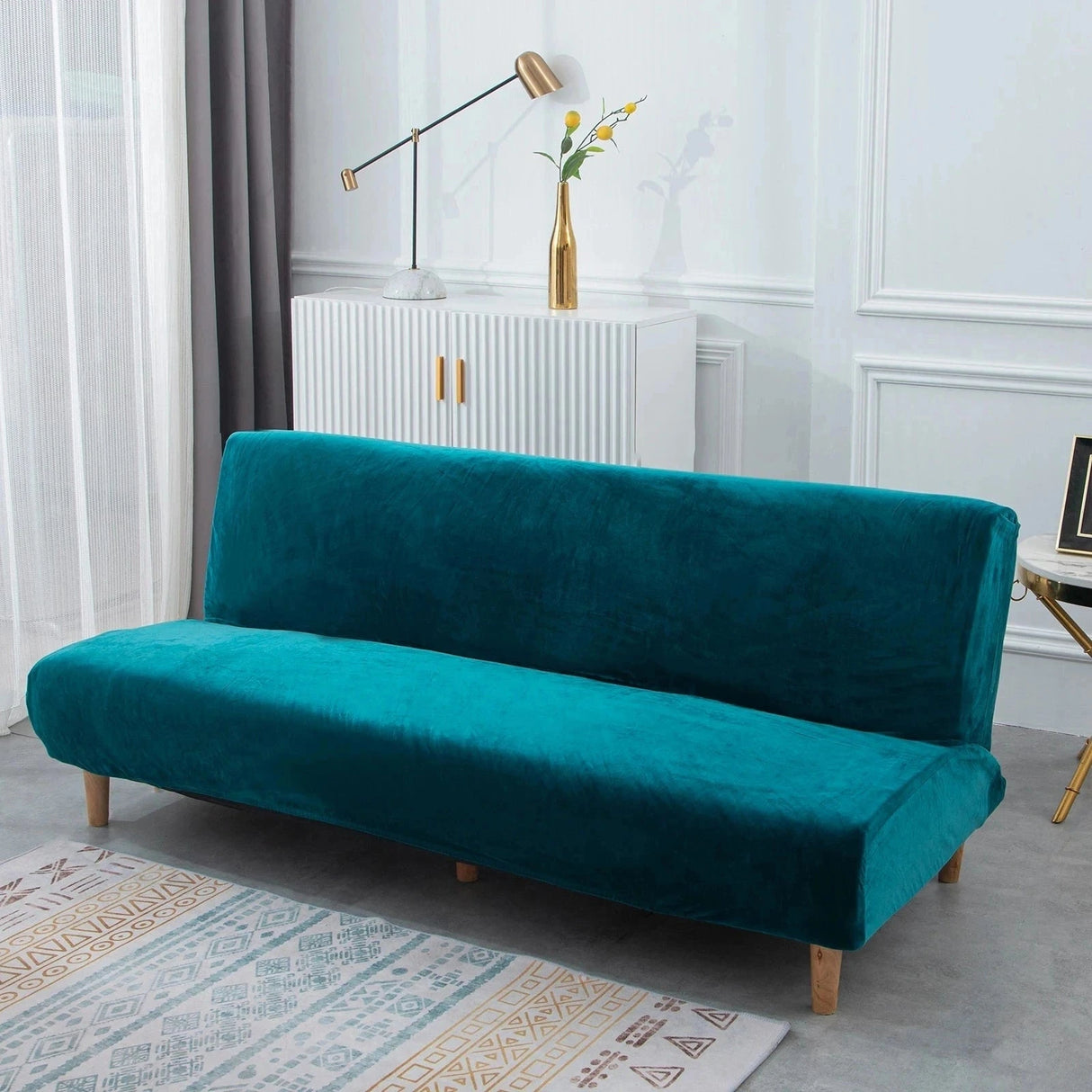 Housse de canapé lit, clic-clac, canapé sans accoudoir pur velours