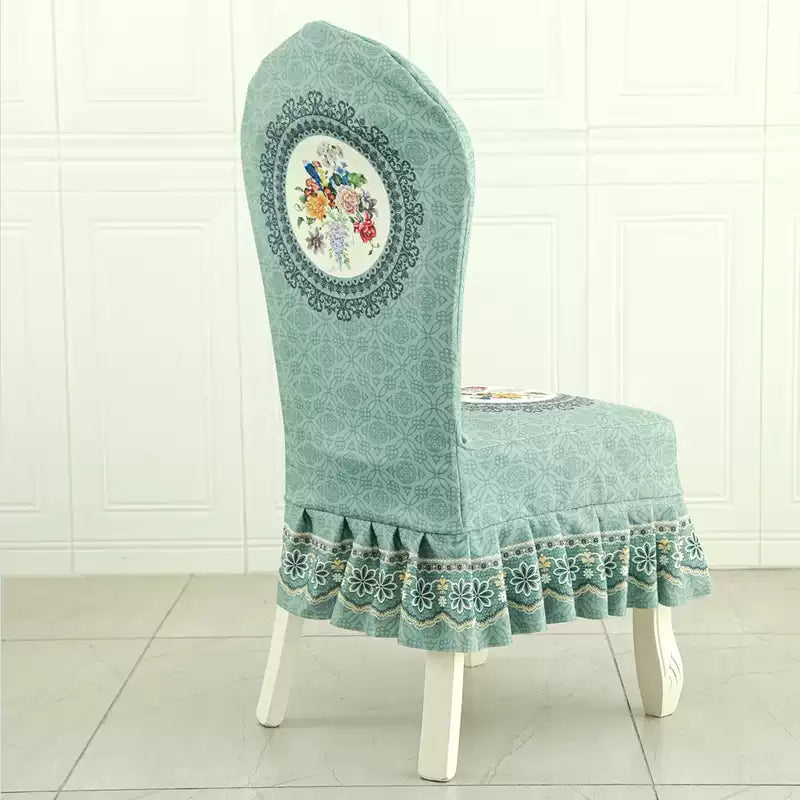 Housse de chaise baroque louis 16 ancienne luxe avec jupe de dos