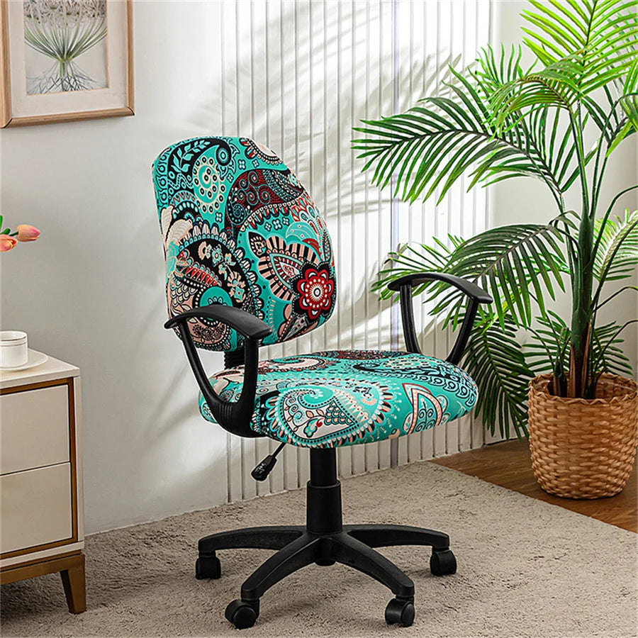 Housse de chaise de bureau extensible moderne tissu imprimé motif 3