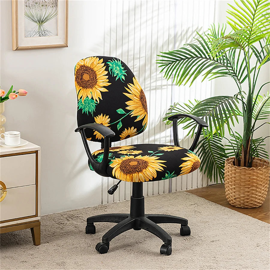 Housse de chaise de bureau extensible moderne tissu imprimé motif 6