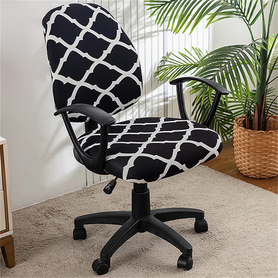 Housse de chaise de bureau extensible moderne tissu imprimé motif 9