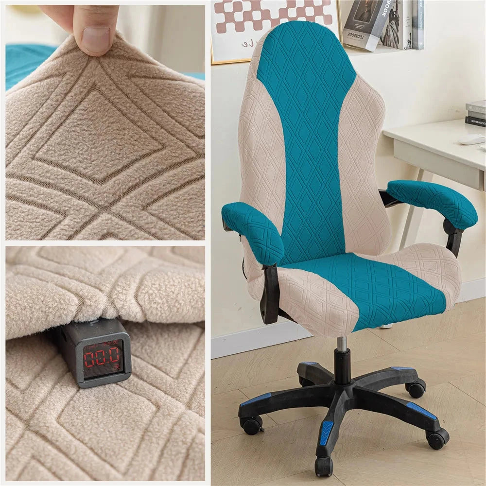 Housse de chaise de bureau tissu renforcé anti griffes bleue