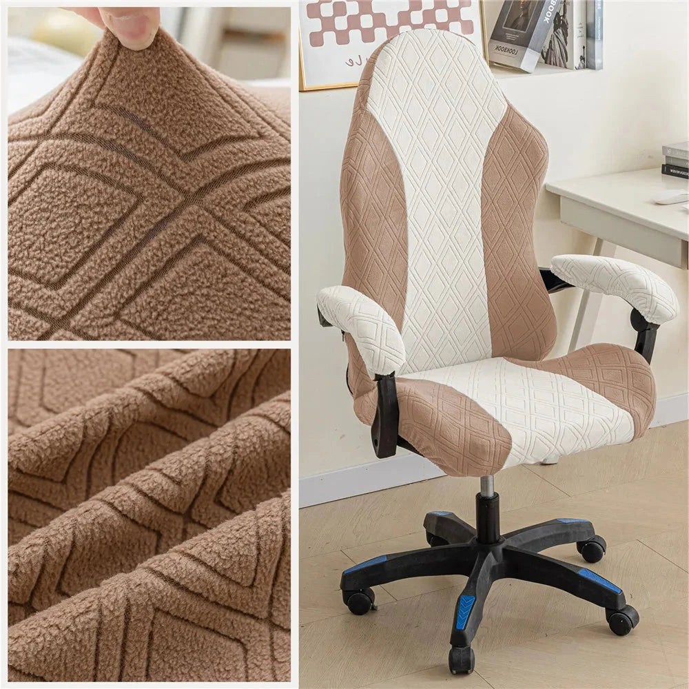 Housse de chaise de bureau tissu renforcé anti griffes café