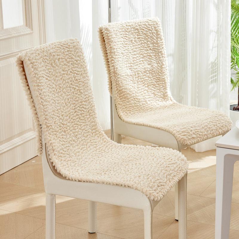 Housse de chaise luxe antidérapante pure laine beige