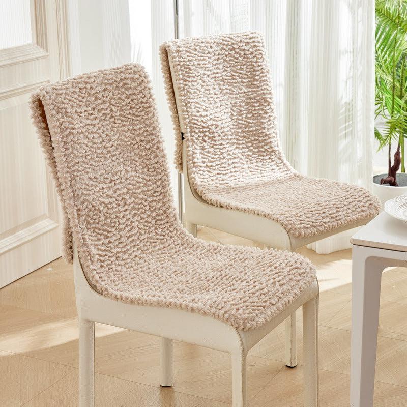 Housse de chaise luxe antidérapante pure laine taupe