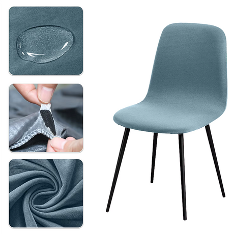 Housse de chaise scandinave petit dossier lycra imperméable bleue ardoise