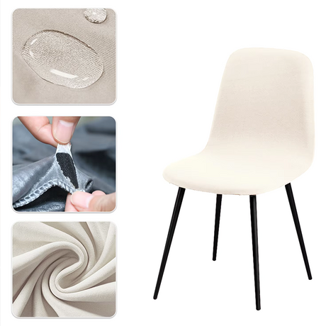 Housse de chaise scandinave petit dossier lycra imperméable ivoire