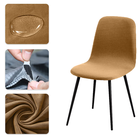 Housse de chaise scandinave petit dossier lycra imperméable taupe