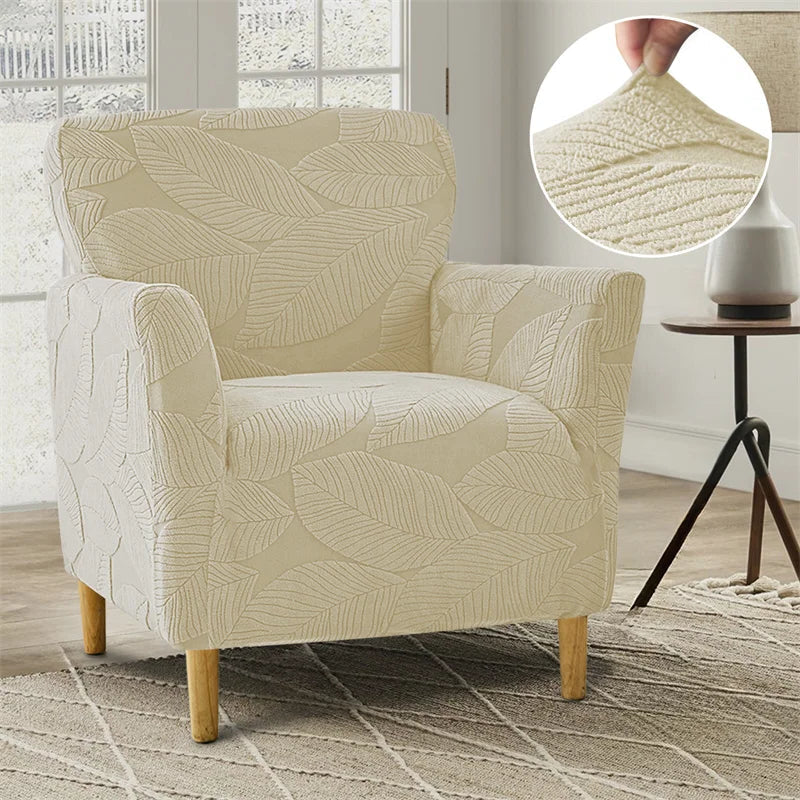 Housse de fauteuil club velours hibiscus beige