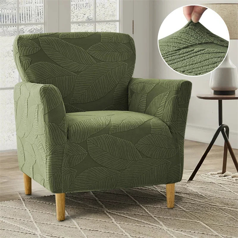 Housse de fauteuil club velours hibiscus vert matcha