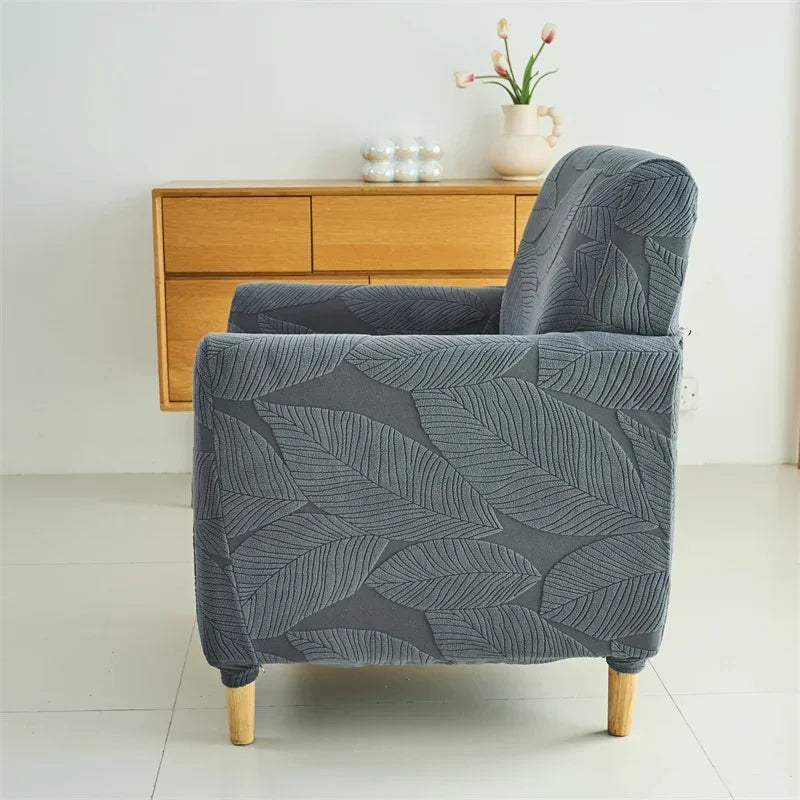 Housse de fauteuil club velours hibiscus vue de coté