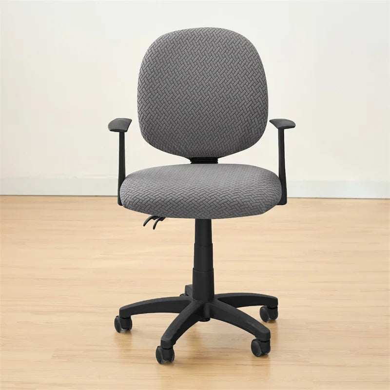 Housse de siège de bureau extensible velours damassé gris