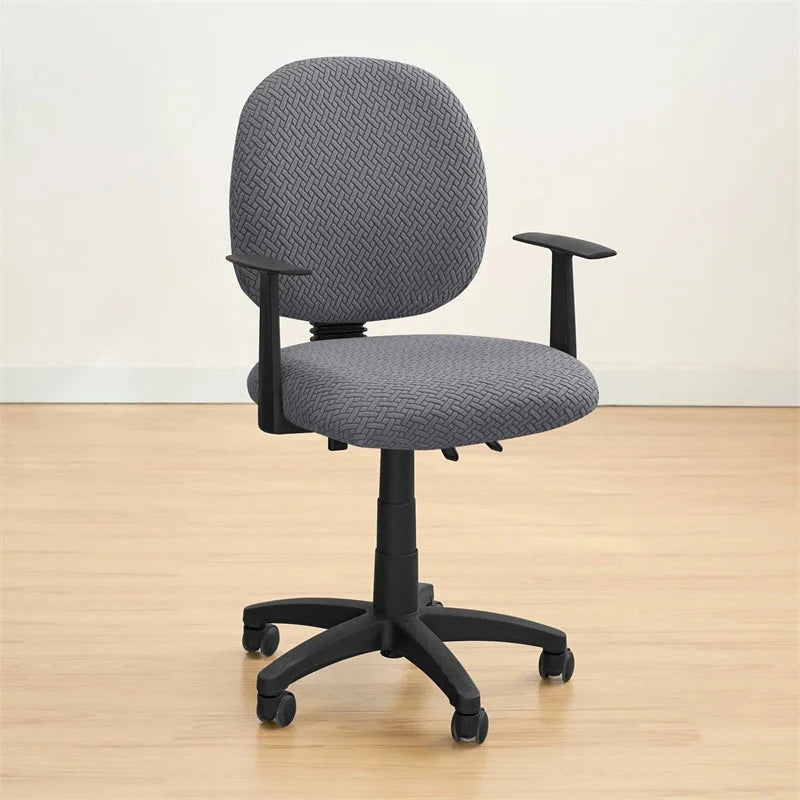 Housse de siège de bureau extensible velours damassé gris foncé
