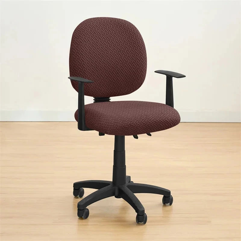 Housse de siège de bureau extensible velours damassé marron