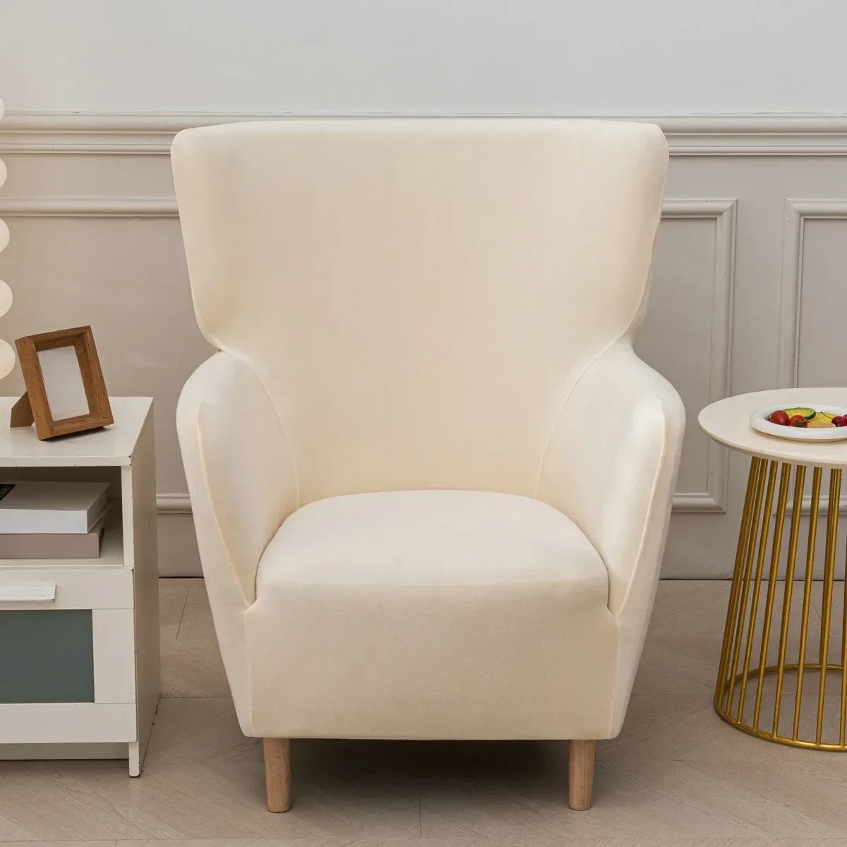 Housse fauteuil IKEA OSKARSHAMN velours beige