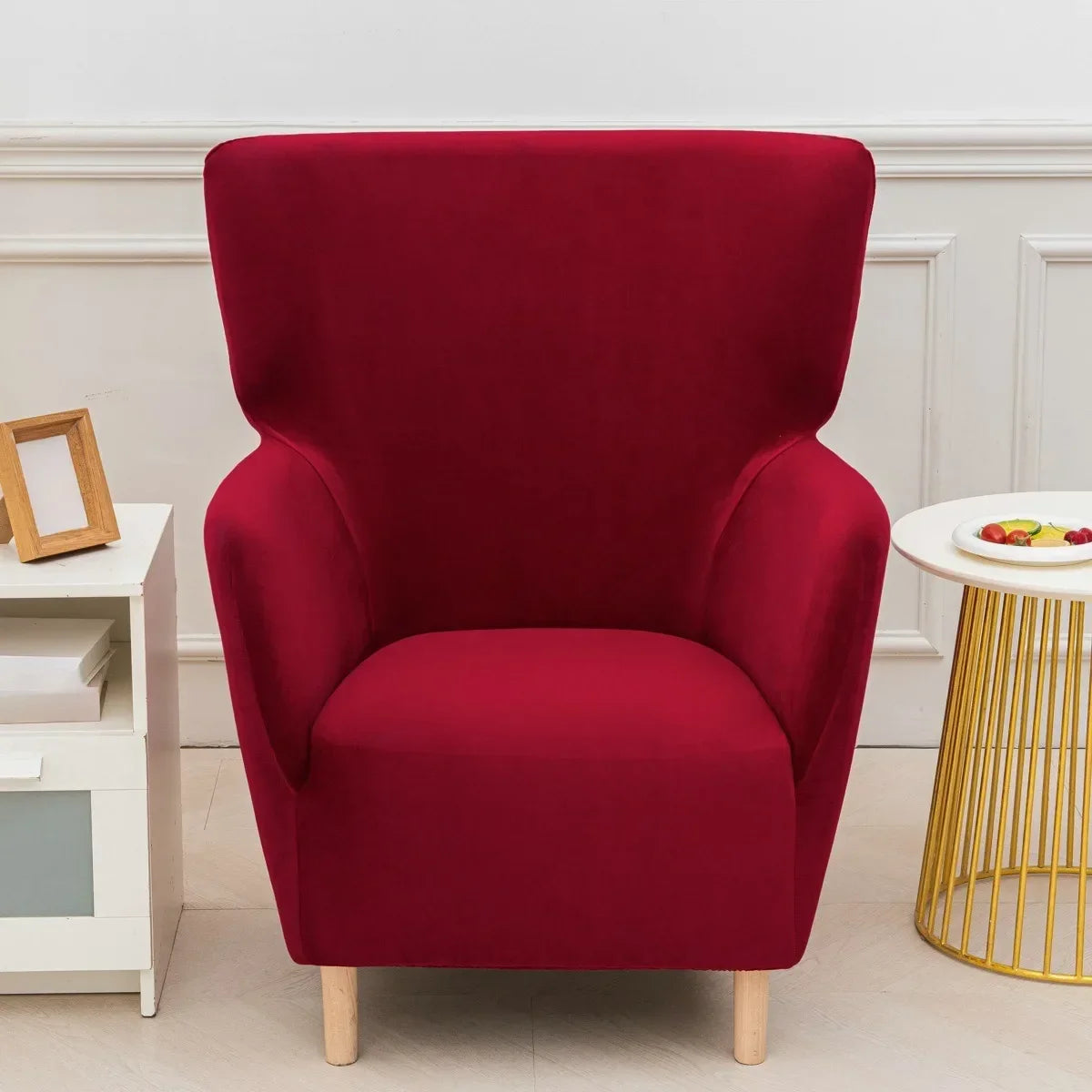 Housse fauteuil IKEA OSKARSHAMN velours bordeaux