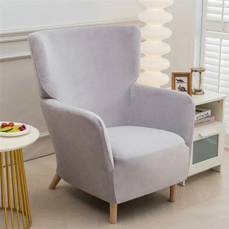 Housse fauteuil à oreilles IKEA OSKARSHAMN velours Gris clair