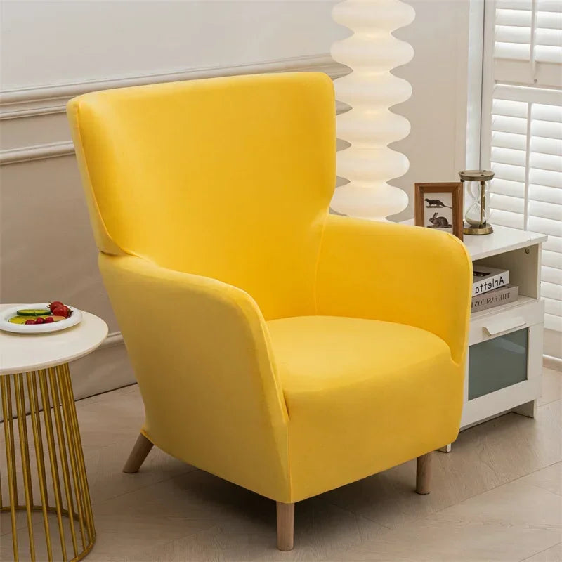 Housse fauteuil à oreilles IKEA OSKARSHAMN velours Ocre