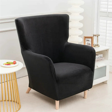 Housse fauteuil à oreilles IKEA OSKARSHAMN velours noir