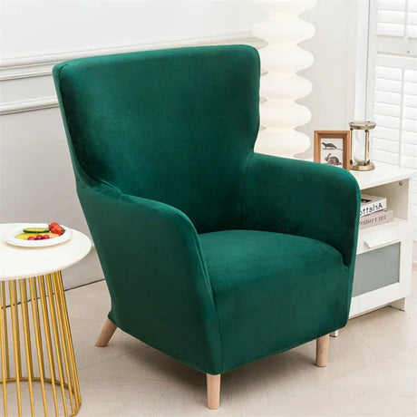 Housse fauteuil à oreilles IKEA OSKARSHAMN velours vert