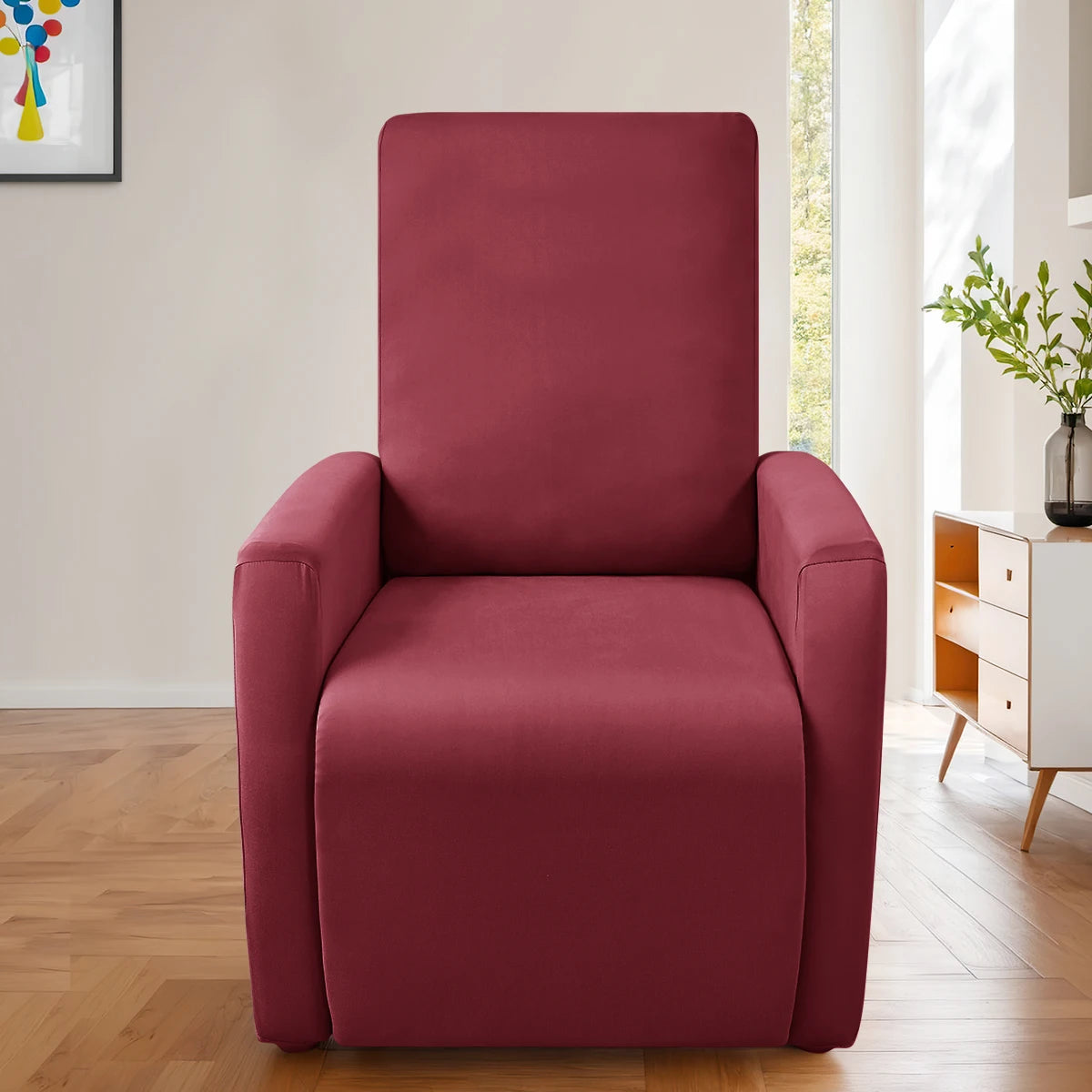 Housse fauteuil relax relevable dossier long lycra déperlant bordeaux